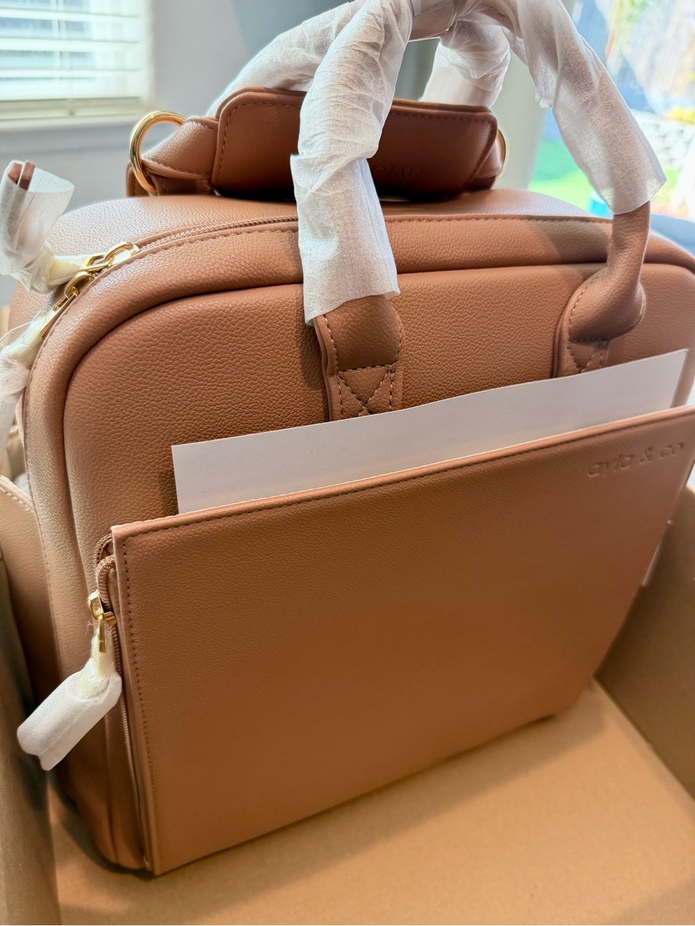 Ayla & Co Premium Vegan Leather Diaper Bag in Caffe